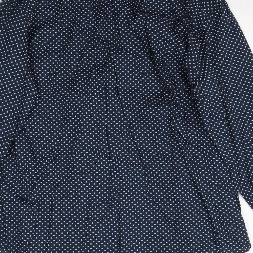 H&M Mens Blue Polka Dot   Button-Up Size L