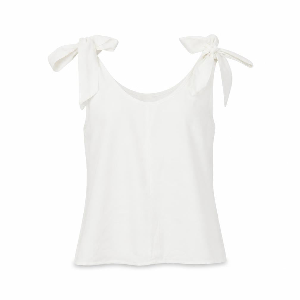 SheIn Womens White   Basic Blouse Size S  - Tie detail