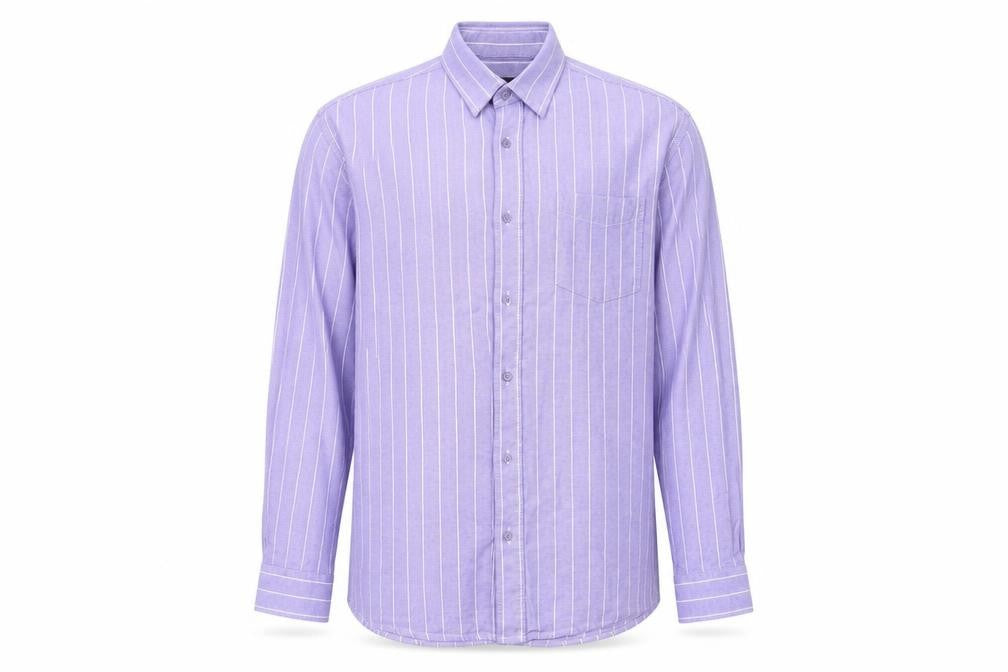 Cotton Traders Mens Purple Striped   Button-Up Size M