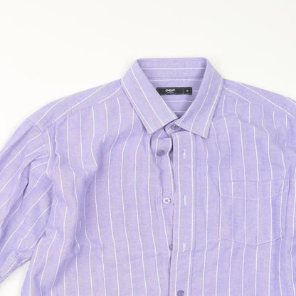 Cotton Traders Mens Purple Striped   Button-Up Size M