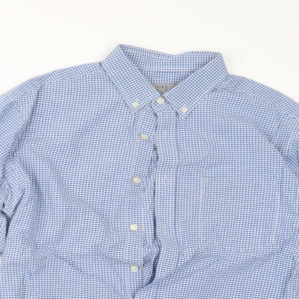 Marks and Spencer Mens Blue    Button-Up Size M