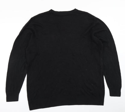 Preloved George Mens Black  Knit Pullover Jumper Size XL - Back
