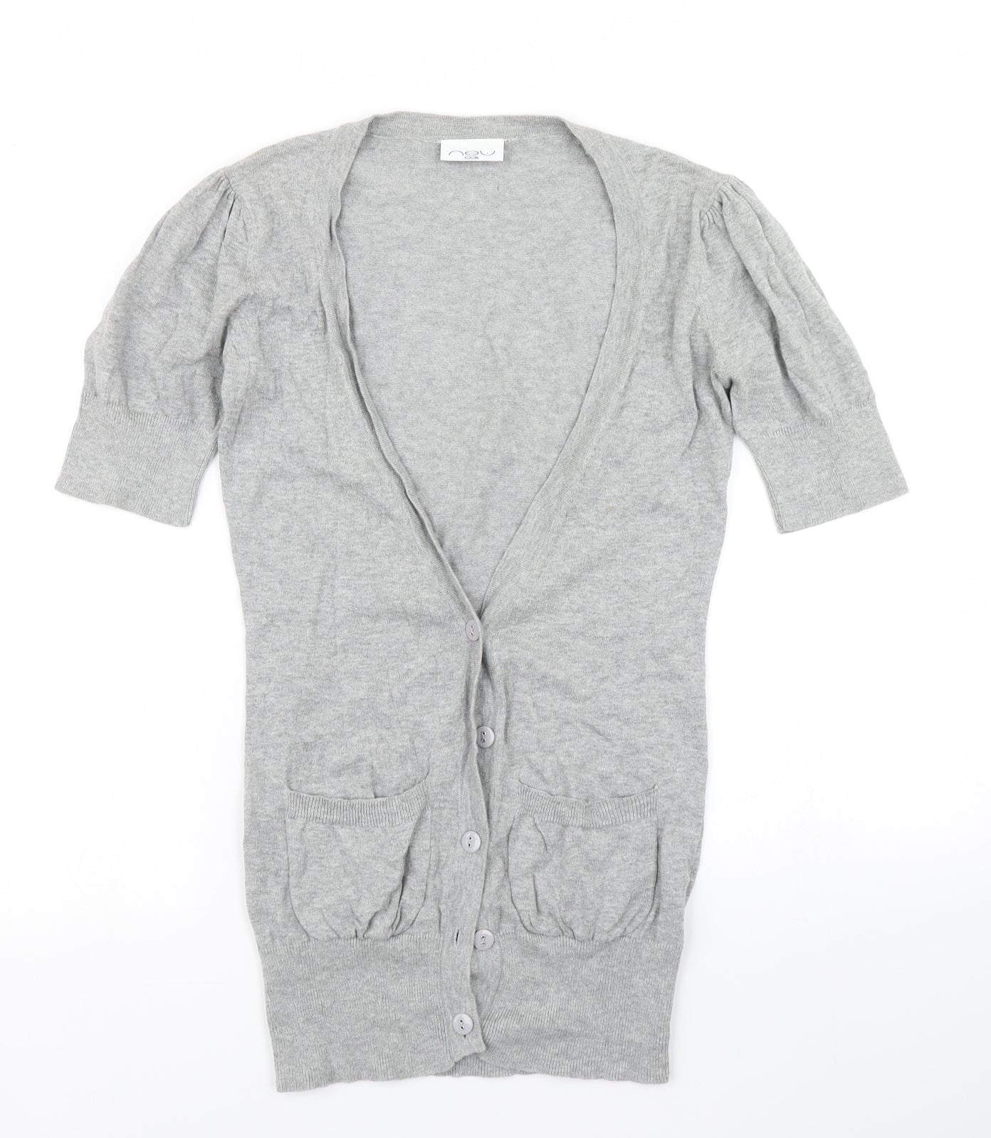 New Look Womens Grey  Knit Cardigan Jumper Size 6