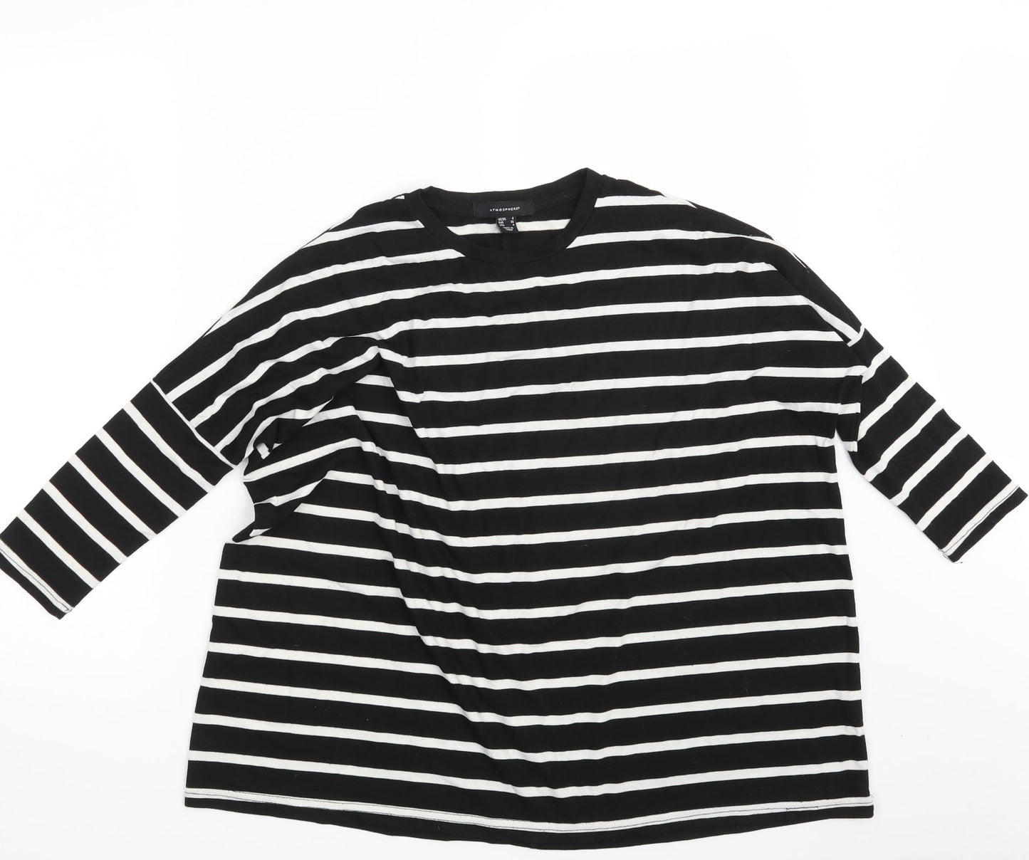 Atmosphere Womens Black Striped  Pullover Sweatshirt Size 8