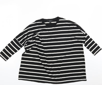 Atmosphere Womens Black Striped  Pullover Sweatshirt Size 8