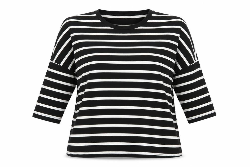 Atmosphere Womens Black Striped  Pullover Sweatshirt Size 8