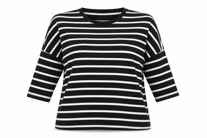 Atmosphere Womens Black Striped  Pullover Sweatshirt Size 8