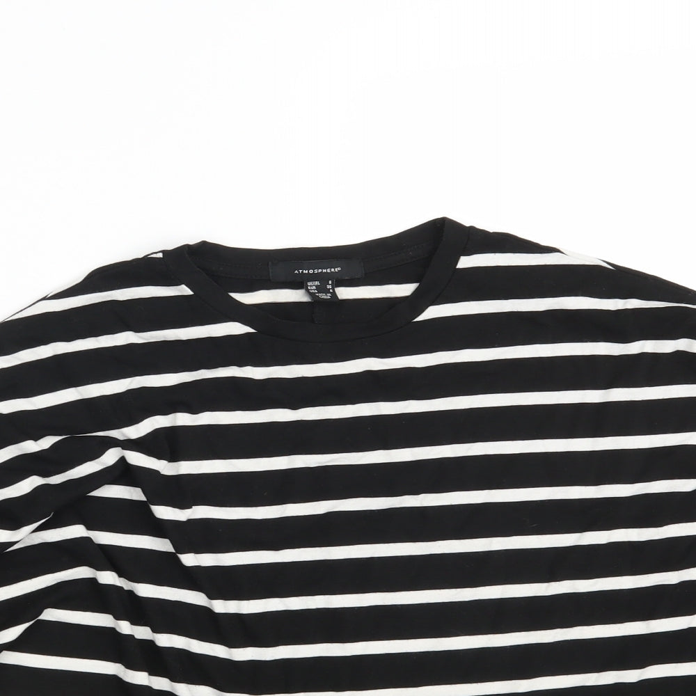 Atmosphere Womens Black Striped  Pullover Sweatshirt Size 8
