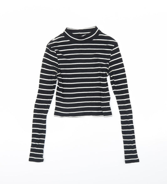 Divided Womens Black Striped  Basic Blouse Size S
