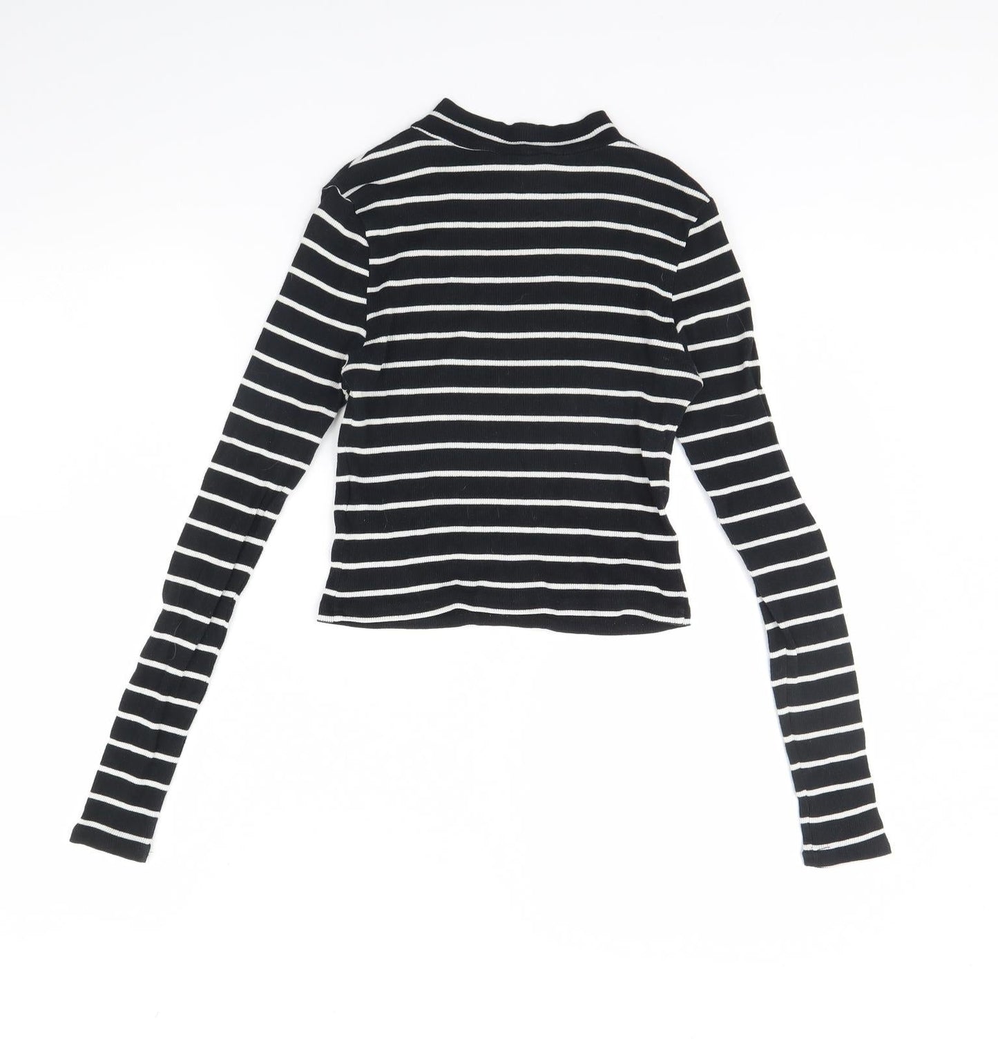Divided Womens Black Striped  Basic Blouse Size S