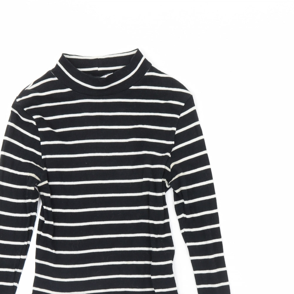 Divided Womens Black Striped  Basic Blouse Size S