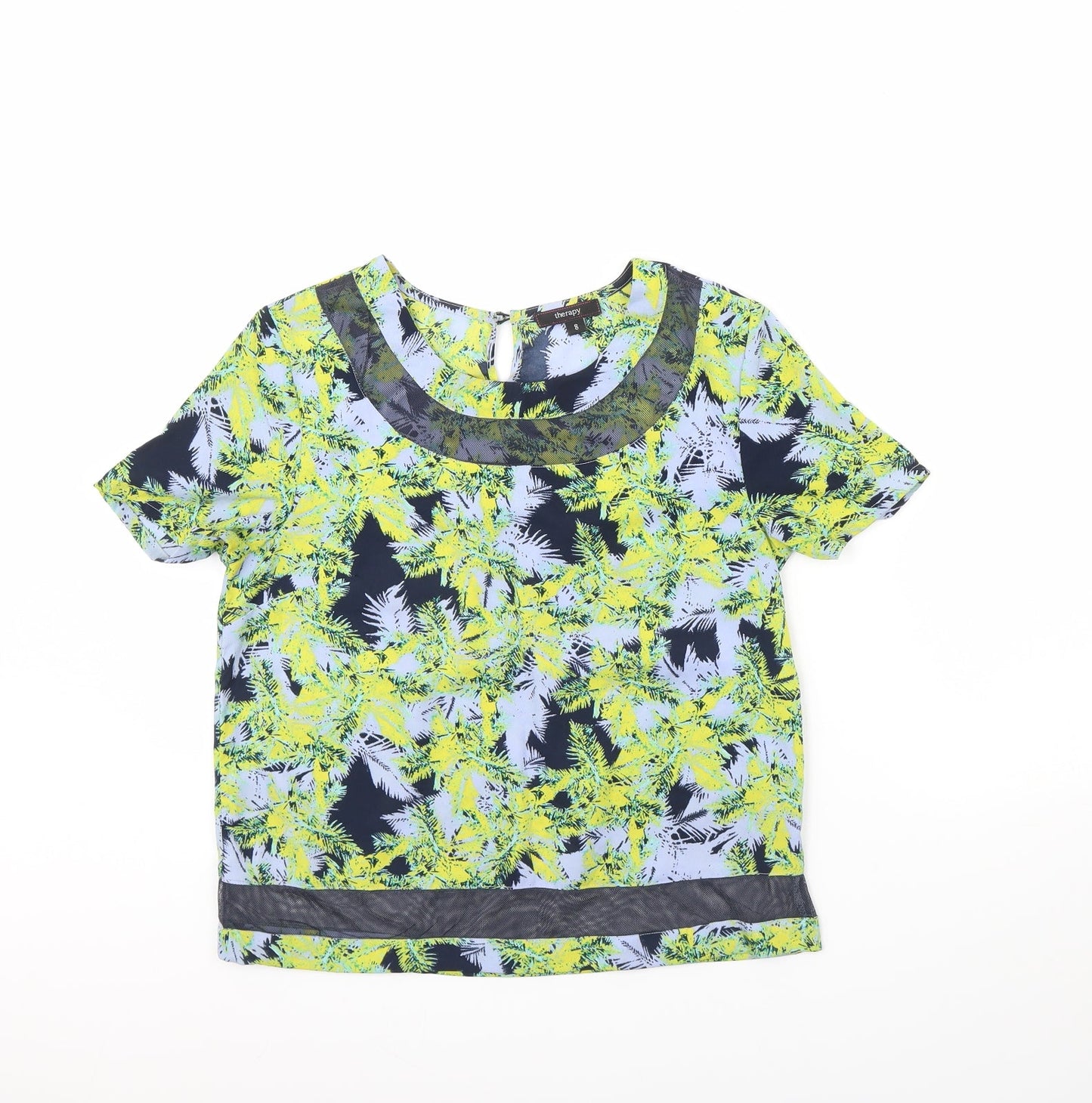 Therapy Womens Green Floral  Cropped Blouse Size 8