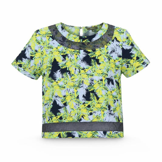 Therapy Womens Green Floral  Cropped Blouse Size 8