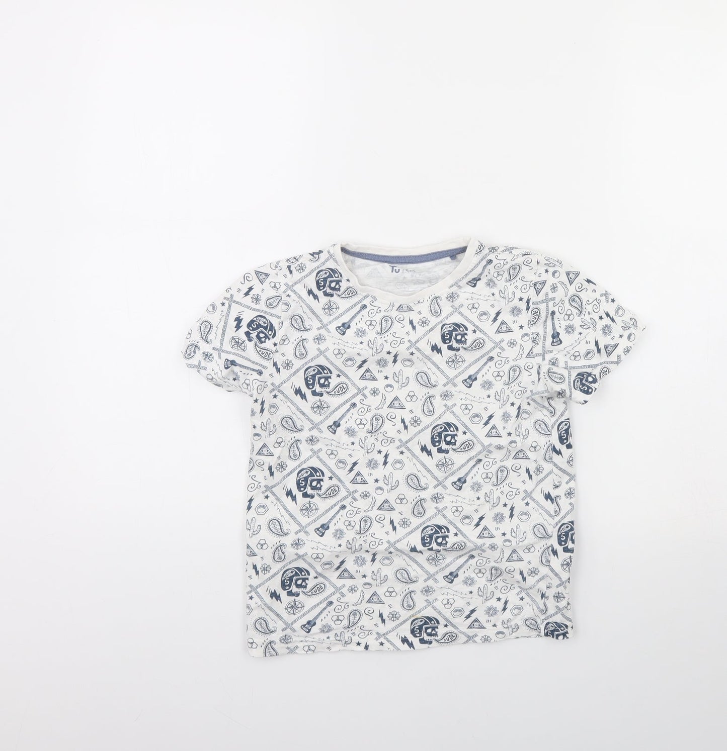 TU Boys White Spotted  Basic T-Shirt Size 7 Years