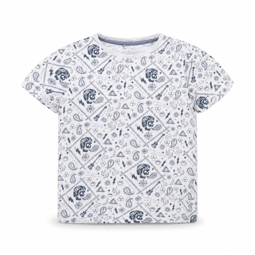 TU Boys White Spotted  Basic T-Shirt Size 7 Years
