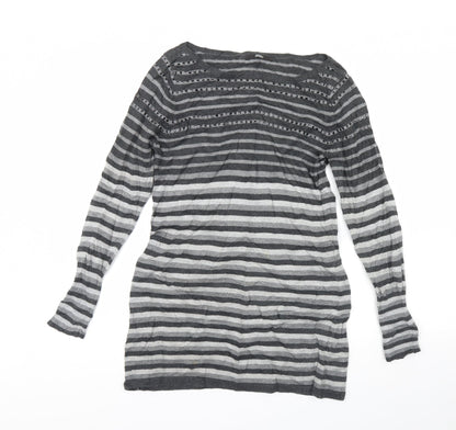 Marks & Spencer Womens Grey Striped  Pullover Jumper Size 10