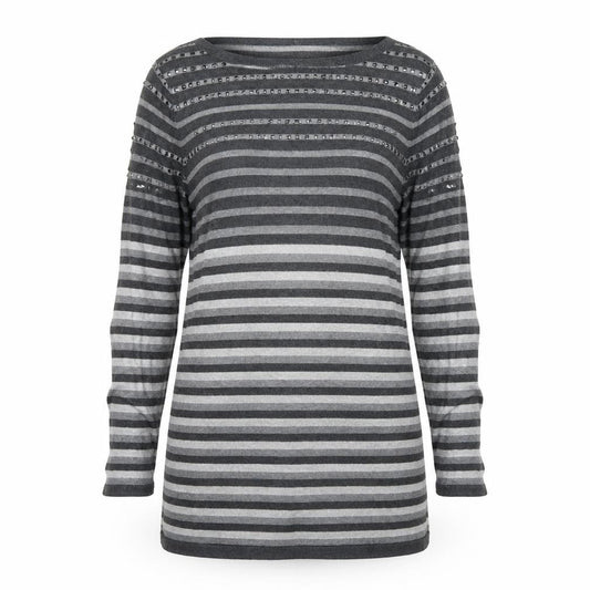 Marks & Spencer Womens Grey Striped  Pullover Jumper Size 10