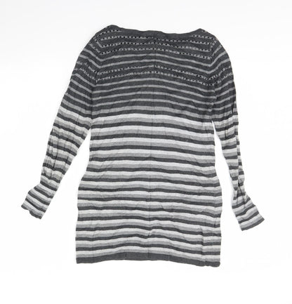 Marks & Spencer Womens Grey Striped  Pullover Jumper Size 10