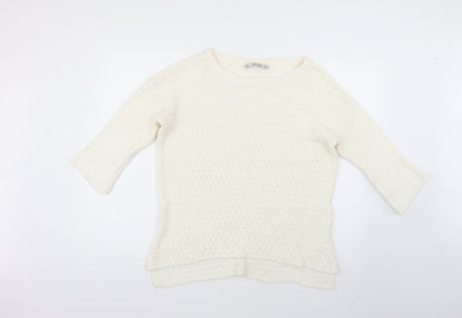 Zara Womens White   Pullover Jumper Size L