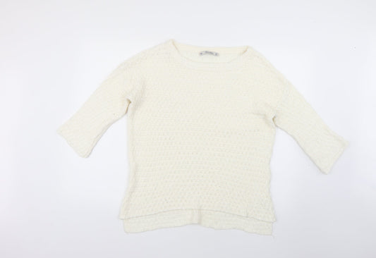 Zara Womens White   Pullover Jumper Size L