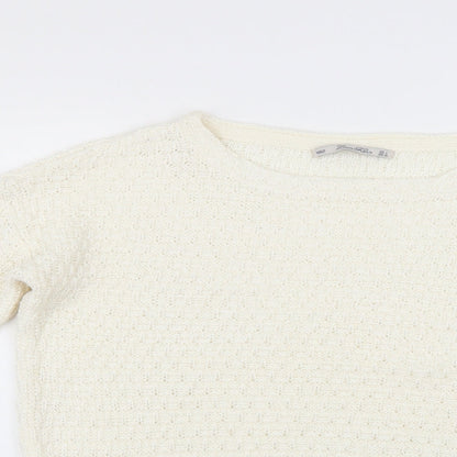 Zara Womens White   Pullover Jumper Size L