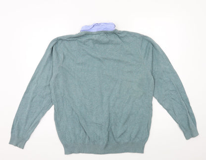 Cotton Traders Mens Blue  Knit Pullover Jumper Size M