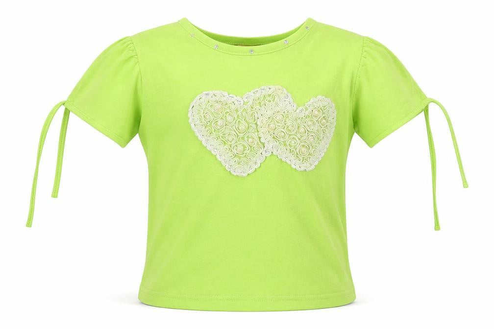 Hong Girls Green  Jersey Basic T-Shirt Size 8 Years  - hearts
