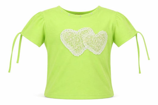 Hong Girls Green  Jersey Basic T-Shirt Size 8 Years  - hearts