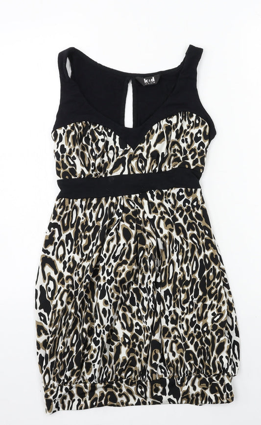 K&D Womens Brown Animal Print Rayon Slip Dress  Size 10