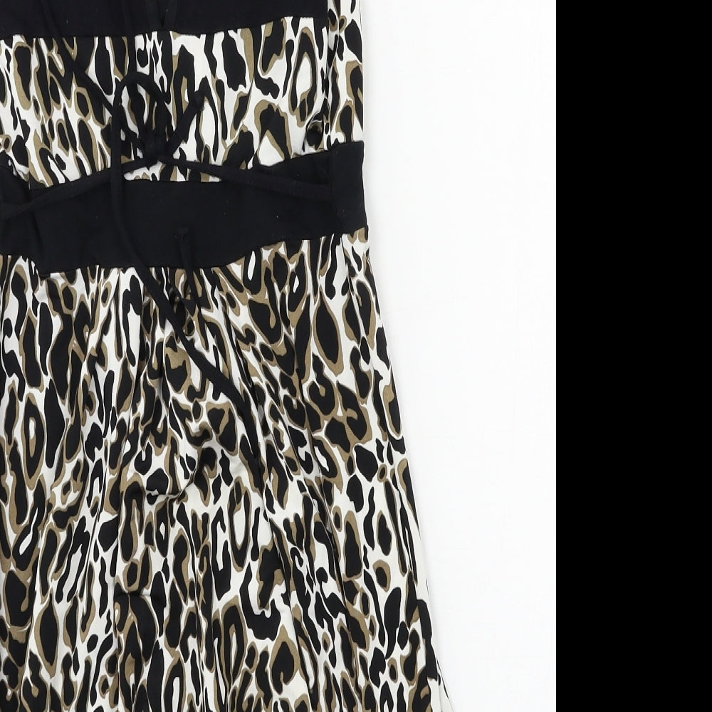K&D Womens Brown Animal Print Rayon Slip Dress  Size 10