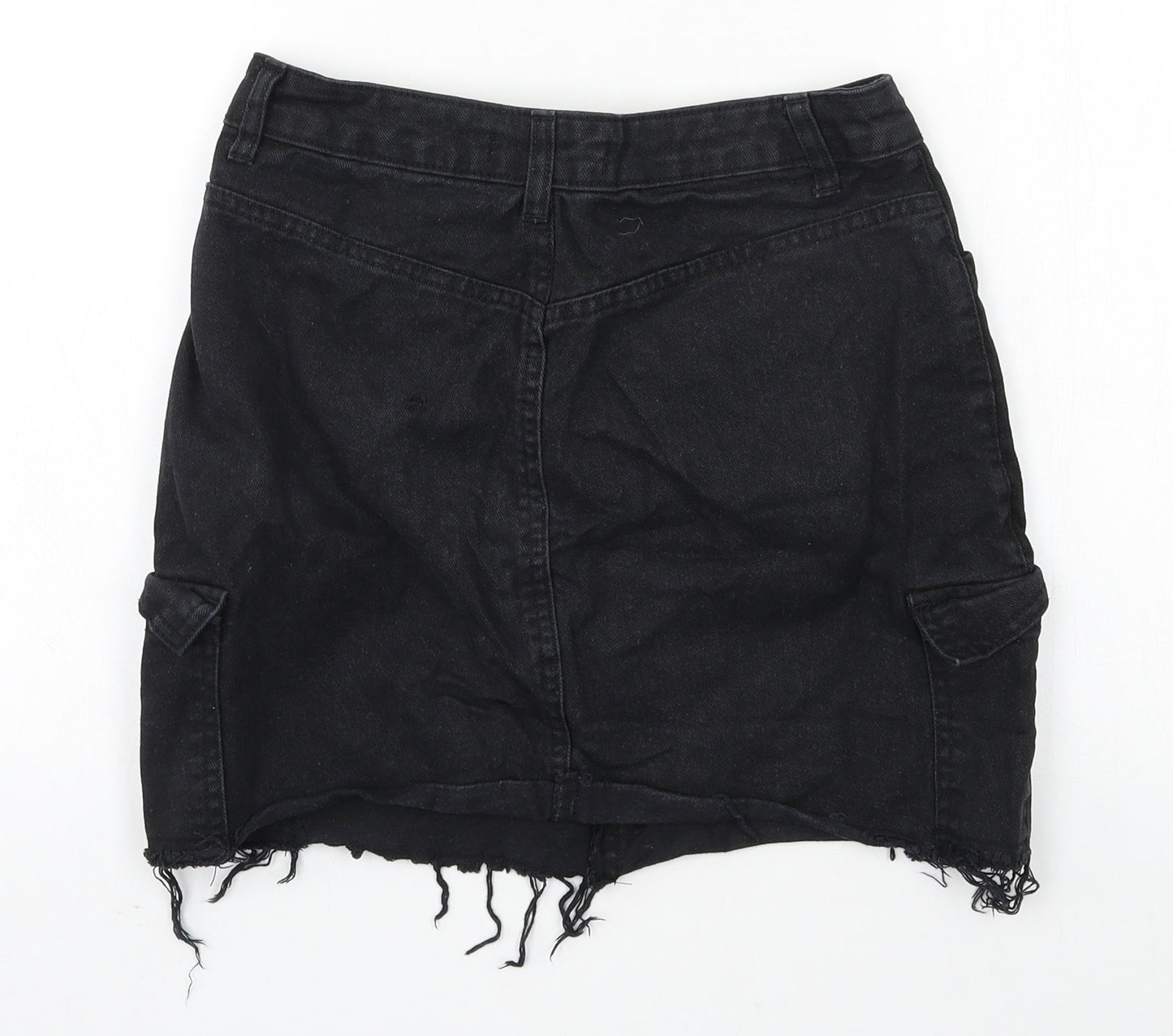 Denim & Co. Womens Black  Denim A-Line Skirt Size 8