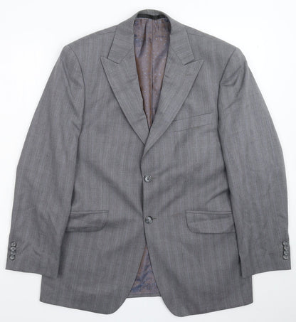 Preloved Autograph Mens Grey Striped  Jacket Suit Jacket Size 38 - Front
