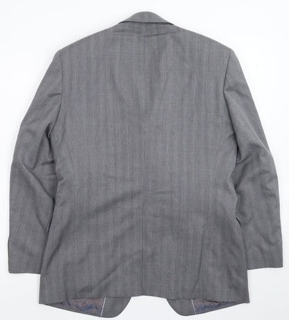 Preloved Autograph Mens Grey Striped  Jacket Suit Jacket Size 38 - Back