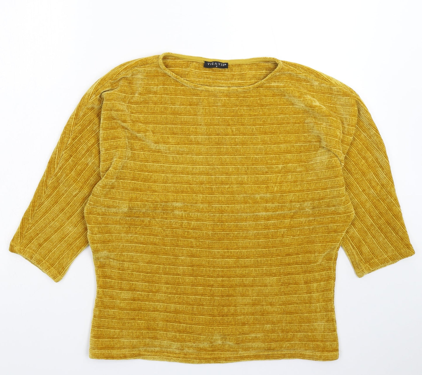 Viz a Viz Womens Yellow  Knit Pullover Jumper Size S