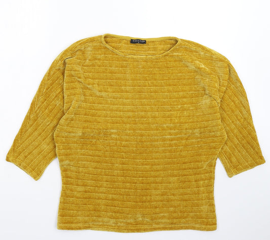 Viz a Viz Womens Yellow  Knit Pullover Jumper Size S