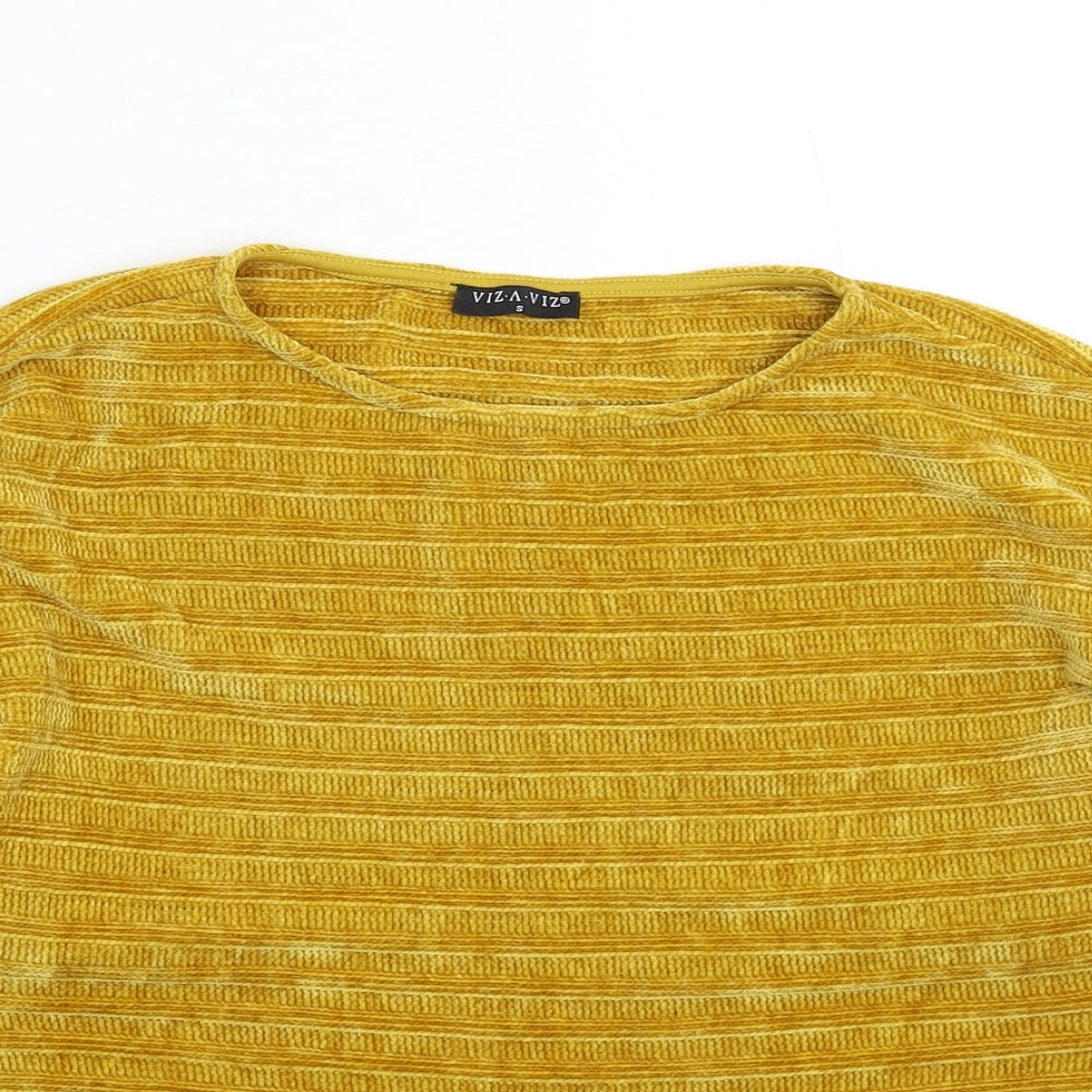Viz a Viz Womens Yellow  Knit Pullover Jumper Size S