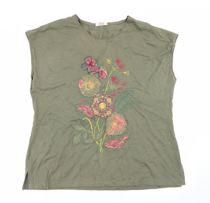 ELVI Womens Green   Basic T-Shirt Size M