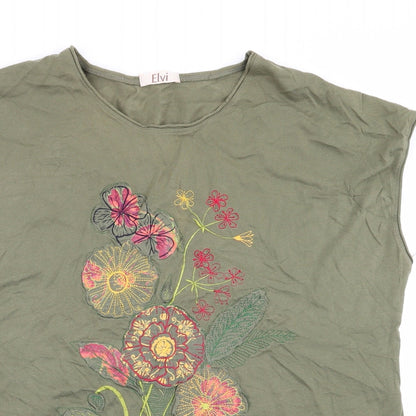 ELVI Womens Green   Basic T-Shirt Size M