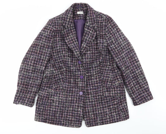 Damart Womens Multicoloured Geometric  Overcoat Coat Size 16