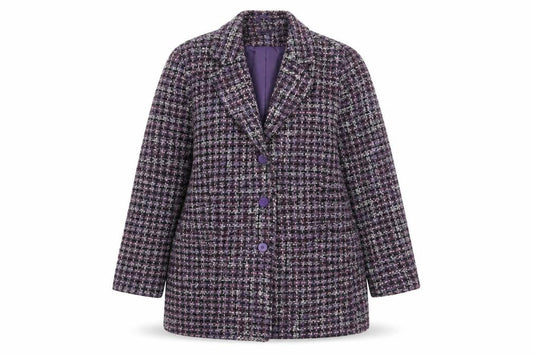 Damart Womens Multicoloured Geometric  Overcoat Coat Size 16