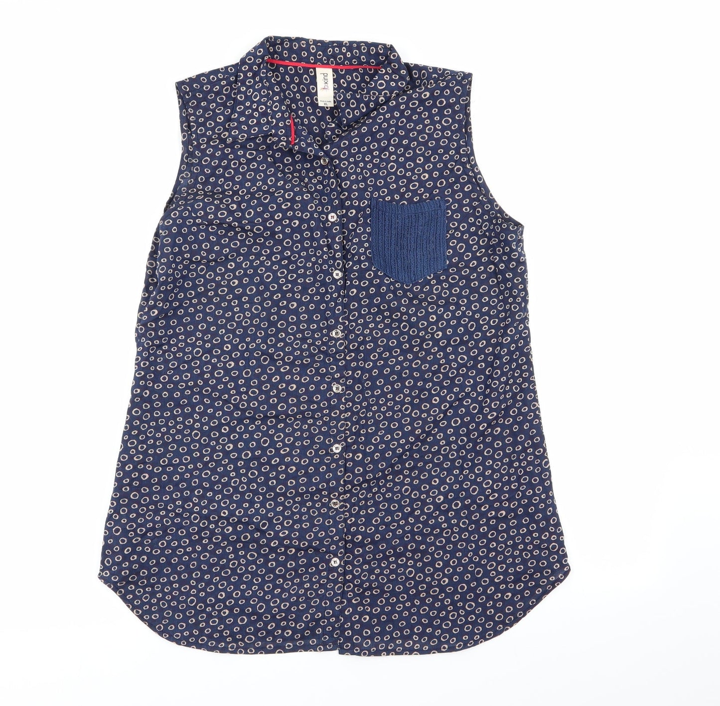 kind Womens Blue Geometric  Basic Button-Up Size XL