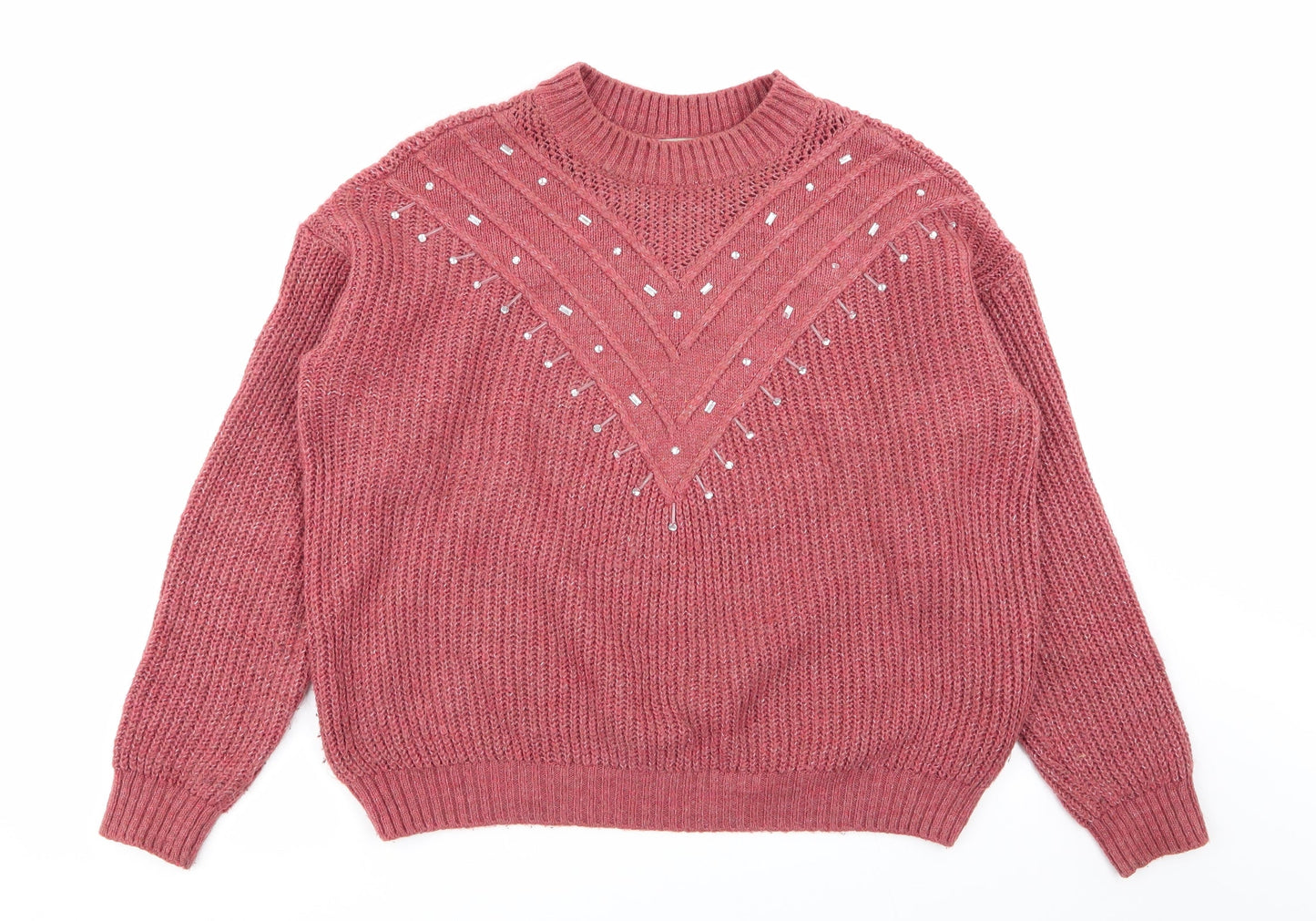 NEXT Womens Red Geometric  Pullover Jumper Size S