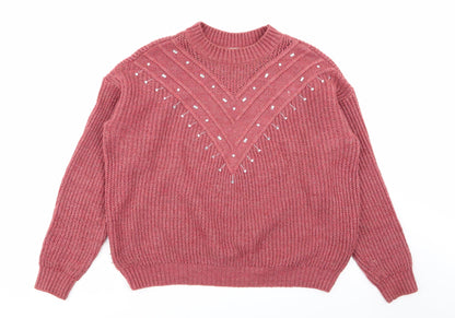 Next Womens Red Geometric  Pullover Jumper Size S