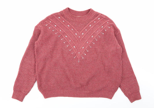 NEXT Womens Red Geometric  Pullover Jumper Size S