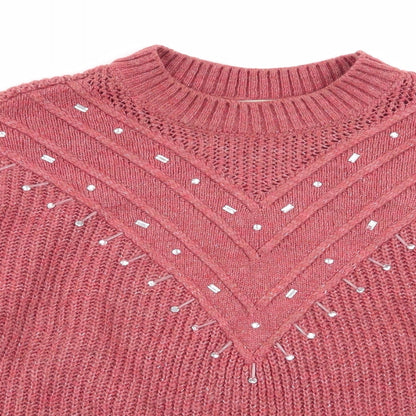 Next Womens Red Geometric  Pullover Jumper Size S