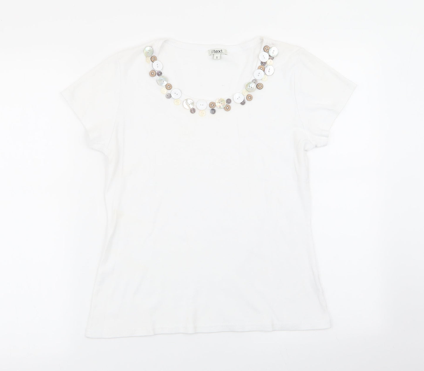 text Womens White   Basic T-Shirt Size S