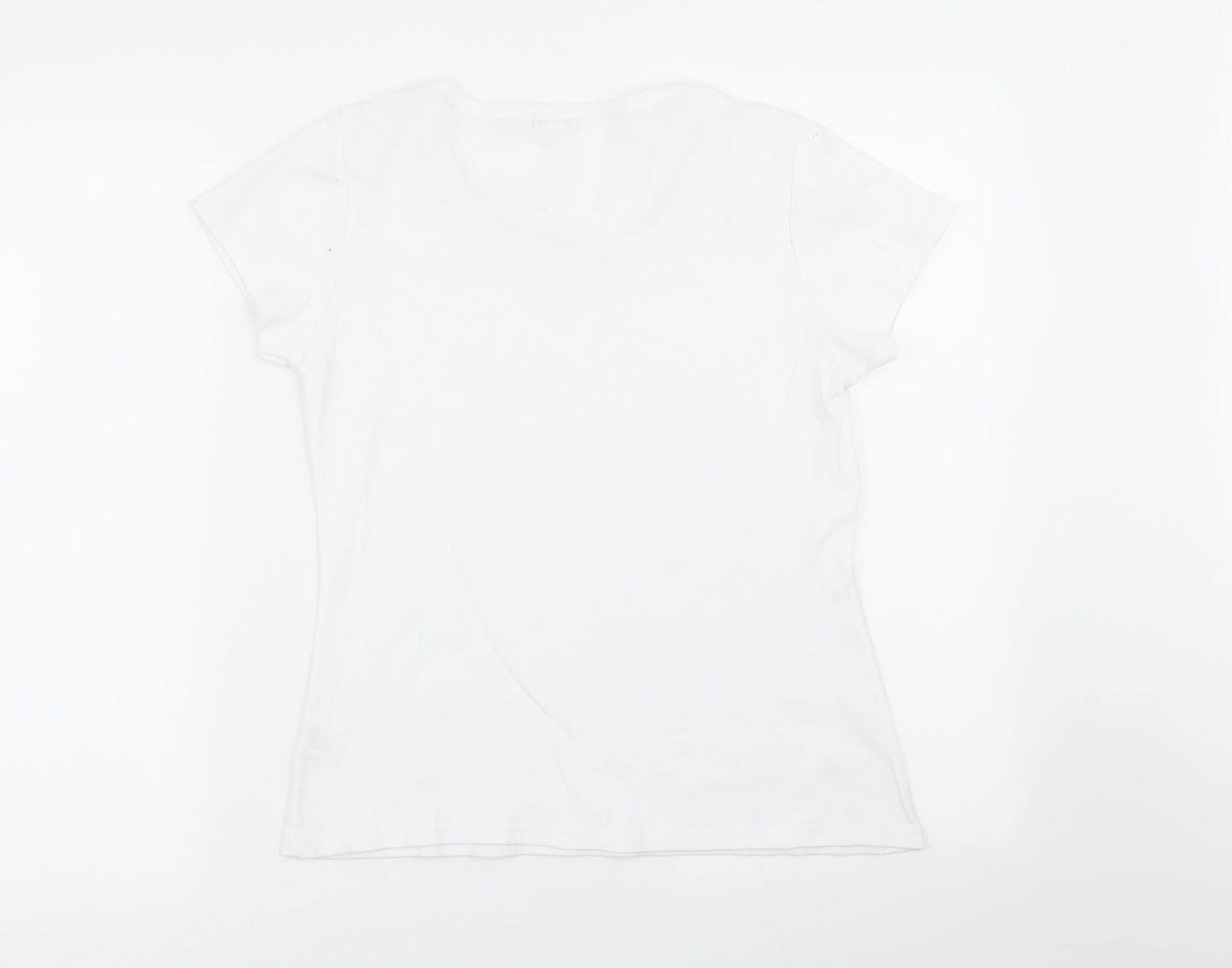 text Womens White   Basic T-Shirt Size S