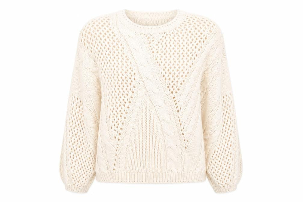 sweewe Womens Beige Geometric  Pullover Jumper Size S  - Size S-M