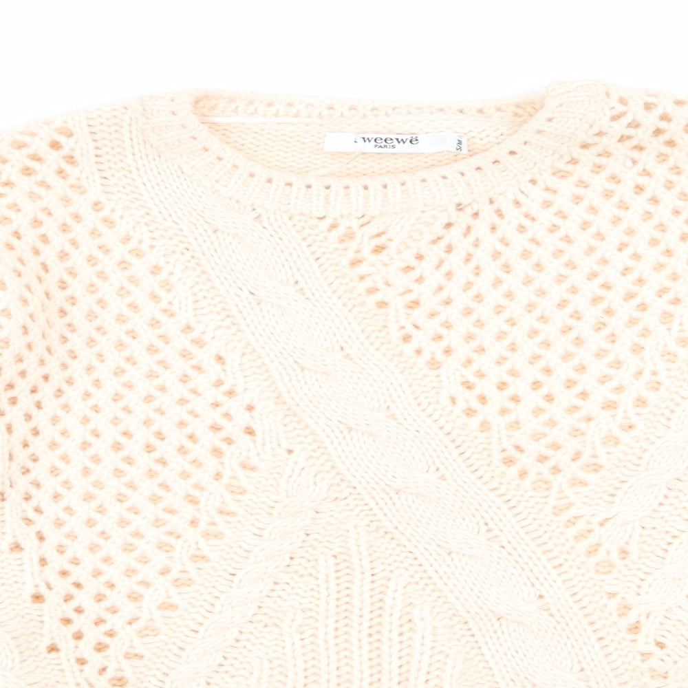 sweewe Womens Beige Geometric  Pullover Jumper Size S  - Size S-M