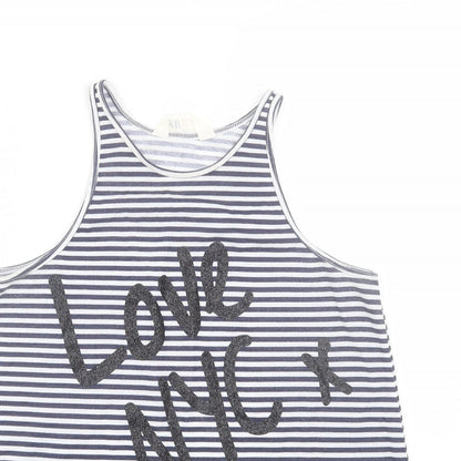 H&M Girls Blue Striped  Basic Tank Size 10-11 Years